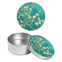 Round Metal Tin Container with Removable Lid, Plum Blossom Durable Metal Storage Box for Crafts Snacks Candies Office Supplies Small Items 3.54 x 1.38 inch– Single Pack