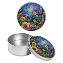 Round Metal Tin Container with Removable Lid, Watercolor Garden Flowers Durable Metal Storage Box for Crafts Snacks Candies Office Supplies Small Items 3.54 x 1.38 inch– Single Pack