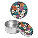 Round Metal Tin Container with Removable Lid, Color Daisy Durable Metal Storage Box for Crafts Snacks Candies Office Supplies Small Items 3.54 x 1.38 inch– Single Pack