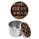 Round Metal Tin Container with Removable Lid, Bookshelf Durable Metal Storage Box for Cookies Spices Tea Candies Cakes Jewelry Cosmetics 3.54 x 2.36 inch– Single Pack