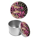 Round Metal Tin Container with Removable Lid, Golden Pink Leopard Durable Metal Storage Box for Cookies Spices Tea Candies Cakes Jewelry Cosmetics 3.54 x 2.36 inch– Single Pack