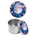 Round Metal Tin Container with Removable Lid, Full Moon Cherry Durable Metal Storage Box for Cookies Spices Tea Candies Cakes Jewelry Cosmetics 3.54 x 2.36 inch– Single Pack
