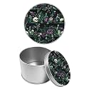 Round Metal Tin Container with Removable Lid, Gothic Magic Skull Durable Metal Storage Box for Cookies Spices Tea Candies Cakes Jewelry Cosmetics 3.54 x 2.36 inch– Single Pack