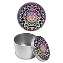 Round Metal Tin Container with Removable Lid, Colorful Mandalas Durable Metal Storage Box for Cookies Spices Tea Candies Cakes Jewelry Cosmetics 3.54 x 2.36 inch– Single Pack
