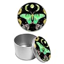 Round Metal Tin Container with Removable Lid, Green Butterfly Moon Durable Metal Storage Box for Cookies Spices Tea Candies Cakes Jewelry Cosmetics 3.54 x 2.36 inch– Single Pack