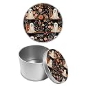 Round Metal Tin Container with Removable Lid, Ghost Bookshelf Durable Metal Storage Box for Cookies Spices Tea Candies Cakes Jewelry Cosmetics 3.54 x 2.36 inch– Single Pack