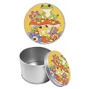 Round Metal Tin Container with Removable Lid, Mushrooms Frog Durable Metal Storage Box for Cookies Spices Tea Candies Cakes Jewelry Cosmetics 3.54 x 2.36 inch– Single Pack