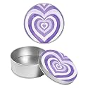 Round Metal Tin Container with Removable Lid, Purple Heart Durable Metal Storage Box for Crafts Snacks Candies Office Supplies Small Items 3.54 x 1.38 inch– Single Pack