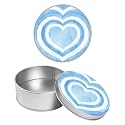 Round Metal Tin Container with Removable Lid, Blue Heart Durable Metal Storage Box for Crafts Snacks Candies Office Supplies Small Items 3.54 x 1.38 inch– Single Pack