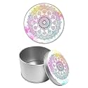 Round Metal Tin Container with Removable Lid, Mandala Durable Metal Storage Box for Cookies Spices Tea Candies Cakes Jewelry Cosmetics 3.54 x 2.36 inch– Single Pack