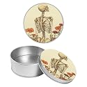 Round Metal Tin Container with Removable Lid, Skull Peony Durable Metal Storage Box for Crafts Snacks Candies Office Supplies Small Items 3.54 x 1.38 inch– Single Pack