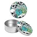 Round Metal Tin Container with Removable Lid, Retro Skulls Durable Metal Storage Box for Crafts Snacks Candies Office Supplies Small Items 3.54 x 1.38 inch– Single Pack
