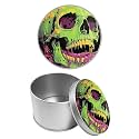 Round Metal Tin Container with Removable Lid, Melting Skull Durable Metal Storage Box for Cookies Spices Tea Candies Cakes Jewelry Cosmetics 3.54 x 2.36 inch– Single Pack