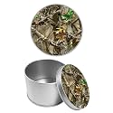 Round Metal Tin Container with Removable Lid, Camo Leaf Durable Metal Storage Box for Cookies Spices Tea Candies Cakes Jewelry Cosmetics 3.54 x 2.36 inch– Single Pack