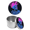 Round Metal Tin Container with Removable Lid, Pink Heart Skull Durable Metal Storage Box for Cookies Spices Tea Candies Cakes Jewelry Cosmetics 3.54 x 2.36 inch– Single Pack