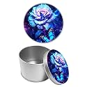 Round Metal Tin Container with Removable Lid, Rose Butterfly Durable Metal Storage Box for Cookies Spices Tea Candies Cakes Jewelry Cosmetics 3.54 x 2.36 inch– Single Pack