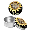 Round Metal Tin Container with Removable Lid, Sunflower Dragonfly Durable Metal Storage Box for Crafts Snacks Candies Office Supplies Small Items 3.54 x 1.38 inch– Single Pack