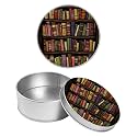Round Metal Tin Container with Removable Lid, Bookshelf Durable Metal Storage Box for Crafts Snacks Candies Office Supplies Small Items 3.54 x 1.38 inch– Single Pack
