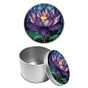 Round Metal Tin Container with Removable Lid, Lotus Durable Metal Storage Box for Cookies Spices Tea Candies Cakes Jewelry Cosmetics 3.54 x 2.36 inch– Single Pack