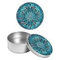 Round Metal Tin Container with Removable Lid, Blue Mandala Durable Metal Storage Box for Crafts Snacks Candies Office Supplies Small Items 3.54 x 1.38 inch– Single Pack