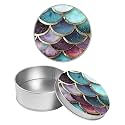 Round Metal Tin Container with Removable Lid, Colored Scales Durable Metal Storage Box for Crafts Snacks Candies Office Supplies Small Items 3.54 x 1.38 inch– Single Pack