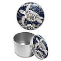 Round Metal Tin Container with Removable Lid, Retro Seaturtle Durable Metal Storage Box for Cookies Spices Tea Candies Cakes Jewelry Cosmetics 3.54 x 2.36 inch– Single Pack