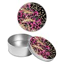 Round Metal Tin Container with Removable Lid, Golden Pink Leopard Durable Metal Storage Box for Crafts Snacks Candies Office Supplies Small Items 3.54 x 1.38 inch– Single Pack
