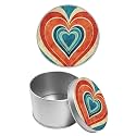Round Metal Tin Container with Removable Lid, Color Heart Durable Metal Storage Box for Cookies Spices Tea Candies Cakes Jewelry Cosmetics 3.54 x 2.36 inch– Single Pack