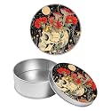 Round Metal Tin Container with Removable Lid, Mushroom Skull Durable Metal Storage Box for Crafts Snacks Candies Office Supplies Small Items 3.54 x 1.38 inch– Single Pack