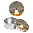 Round Metal Tin Container with Removable Lid, Ghost Pumpkin Durable Metal Storage Box for Crafts Snacks Candies Office Supplies Small Items 3.54 x 1.38 inch– Single Pack
