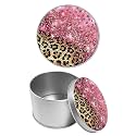Round Metal Tin Container with Removable Lid, Pink Leopards Durable Metal Storage Box for Cookies Spices Tea Candies Cakes Jewelry Cosmetics 3.54 x 2.36 inch– Single Pack