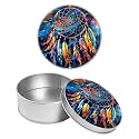Round Metal Tin Container with Removable Lid, Dreamcatcher Durable Metal Storage Box for Crafts Snacks Candies Office Supplies Small Items 3.54 x 1.38 inch– Single Pack