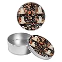 Round Metal Tin Container with Removable Lid, Ghost Bookshelf Durable Metal Storage Box for Crafts Snacks Candies Office Supplies Small Items 3.54 x 1.38 inch– Single Pack