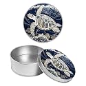 Round Metal Tin Container with Removable Lid, Retro Seaturtle Durable Metal Storage Box for Crafts Snacks Candies Office Supplies Small Items 3.54 x 1.38 inch– Single Pack