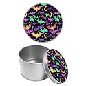 Round Metal Tin Container with Removable Lid, Color Bats Moon Durable Metal Storage Box for Cookies Spices Tea Candies Cakes Jewelry Cosmetics 3.54 x 2.36 inch– Single Pack