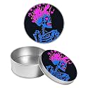 Round Metal Tin Container with Removable Lid, Pink Heart Skull Durable Metal Storage Box for Crafts Snacks Candies Office Supplies Small Items 3.54 x 1.38 inch– Single Pack