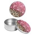 Round Metal Tin Container with Removable Lid, Pink Leopards Durable Metal Storage Box for Crafts Snacks Candies Office Supplies Small Items 3.54 x 1.38 inch– Single Pack
