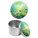 Round Metal Tin Container with Removable Lid, Watercolor Flowers Durable Metal Storage Box for Cookies Spices Tea Candies Cakes Jewelry Cosmetics 3.54 x 2.36 inch– Single Pack