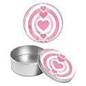 Round Metal Tin Container with Removable Lid, Pink Heart Durable Metal Storage Box for Crafts Snacks Candies Office Supplies Small Items 3.54 x 1.38 inch– Single Pack