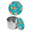 Round Metal Tin Container with Removable Lid, Goldfish Durable Metal Storage Box for Cookies Spices Tea Candies Cakes Jewelry Cosmetics 3.54 x 2.36 inch– Single Pack
