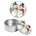 Round Metal Tin Container with Removable Lid, Snowman Durable Metal Storage Box for Crafts Snacks Candies Office Supplies Small Items 3.54 x 1.38 inch– Single Pack