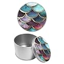 Round Metal Tin Container with Removable Lid, Colored Scales Durable Metal Storage Box for Cookies Spices Tea Candies Cakes Jewelry Cosmetics 3.54 x 2.36 inch– Single Pack