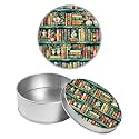 Round Metal Tin Container with Removable Lid, Retro Library Durable Metal Storage Box for Crafts Snacks Candies Office Supplies Small Items 3.54 x 1.38 inch– Single Pack