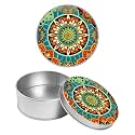 Round Metal Tin Container with Removable Lid, Mandalas Durable Metal Storage Box for Crafts Snacks Candies Office Supplies Small Items 3.54 x 1.38 inch– Single Pack