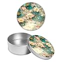 Round Metal Tin Container with Removable Lid, Glitter Lotus Durable Metal Storage Box for Crafts Snacks Candies Office Supplies Small Items 3.54 x 1.38 inch– Single Pack
