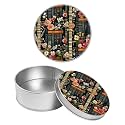 Round Metal Tin Container with Removable Lid, Flowers Retro Bookshelf Durable Metal Storage Box for Crafts Snacks Candies Office Supplies Small Items 3.54 x 1.38 inch– Single Pack