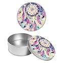Round Metal Tin Container with Removable Lid, Color Dreamcatcher Durable Metal Storage Box for Crafts Snacks Candies Office Supplies Small Items 3.54 x 1.38 inch– Single Pack