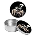 Round Metal Tin Container with Removable Lid, Confused Spider Durable Metal Storage Box for Crafts Snacks Candies Office Supplies Small Items 3.54 x 1.38 inch– Single Pack