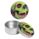 Round Metal Tin Container with Removable Lid, Melting Skull Durable Metal Storage Box for Crafts Snacks Candies Office Supplies Small Items 3.54 x 1.38 inch– Single Pack