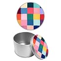 Round Metal Tin Container with Removable Lid, Colorful Checkered Durable Metal Storage Box for Cookies Spices Tea Candies Cakes Jewelry Cosmetics 3.54 x 2.36 inch– Single Pack